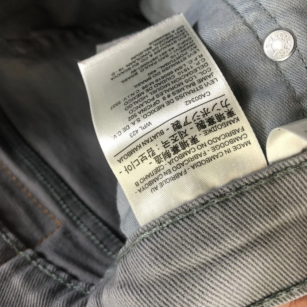 Levis Jeans Ment 33x34 Gray 514 Straight Fit Stretch Denim Light Wash Regular Fi